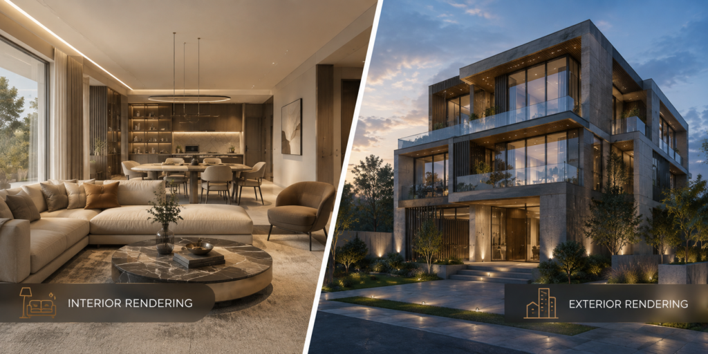 Exterior vs interior rendering